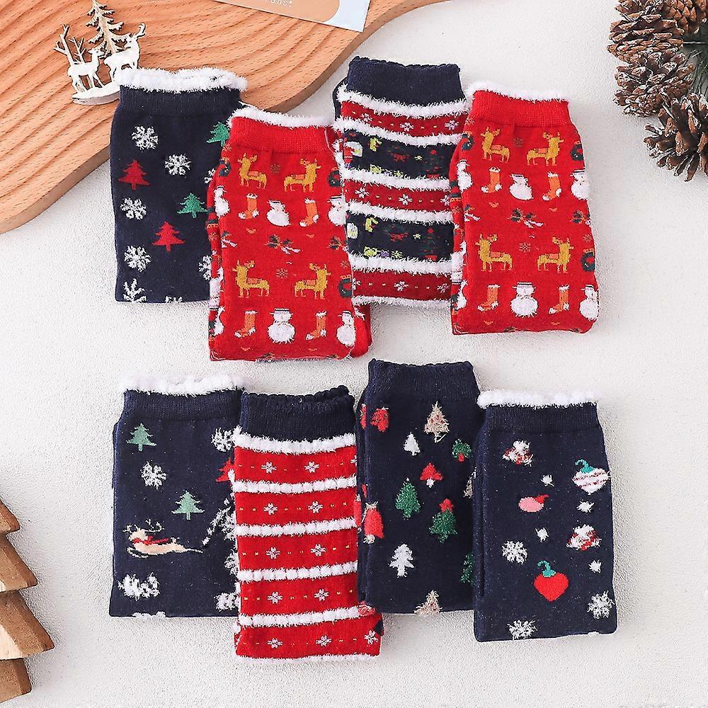 Christmas Socks for Women Wool Mid-Calf Socks Autumn Winter Holiday Warm Socks