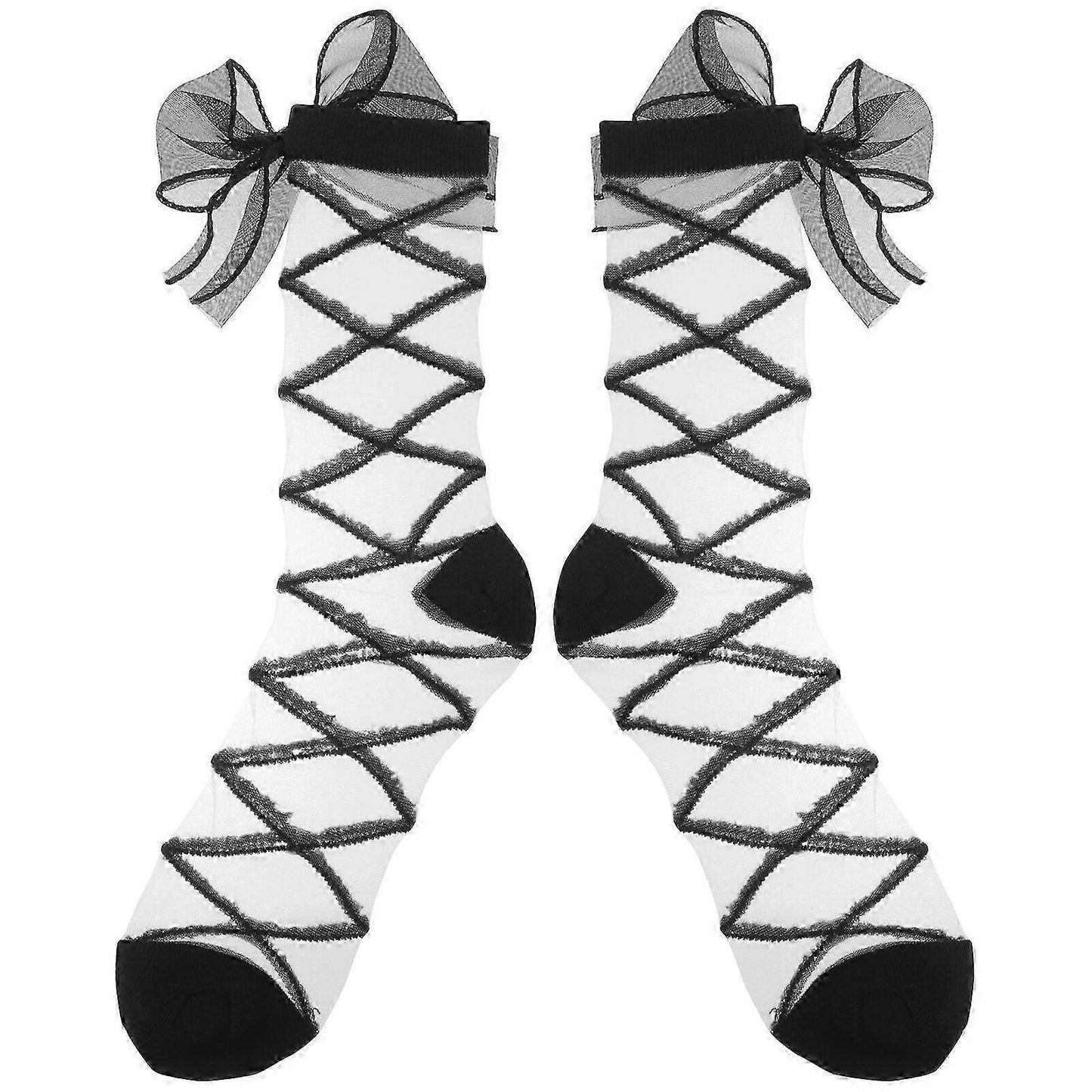 1 Pair Women's Mesh Bow Socks Net Cute Dress Ankle Socks with Bowknot