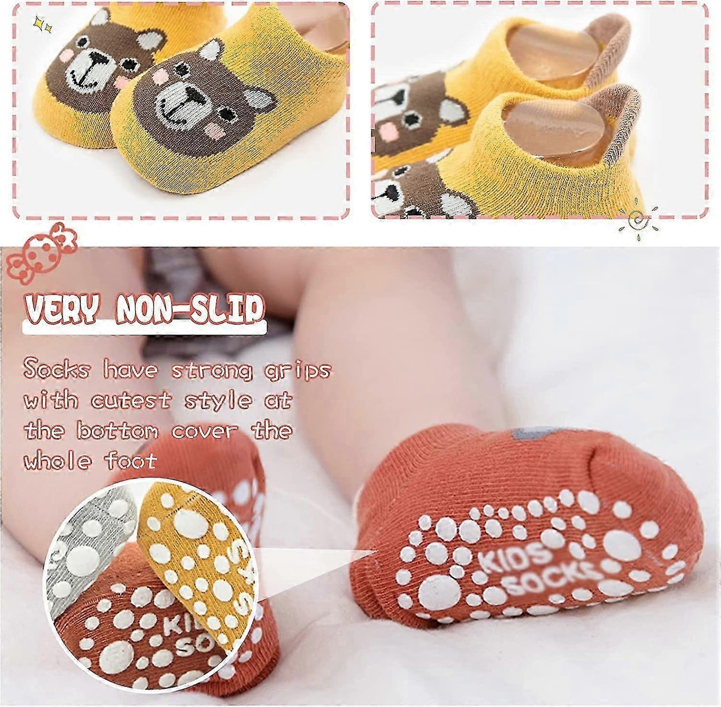 2 Pairs Non-Slip babies Girl Ankle Socks Soft Breathable babies Socks