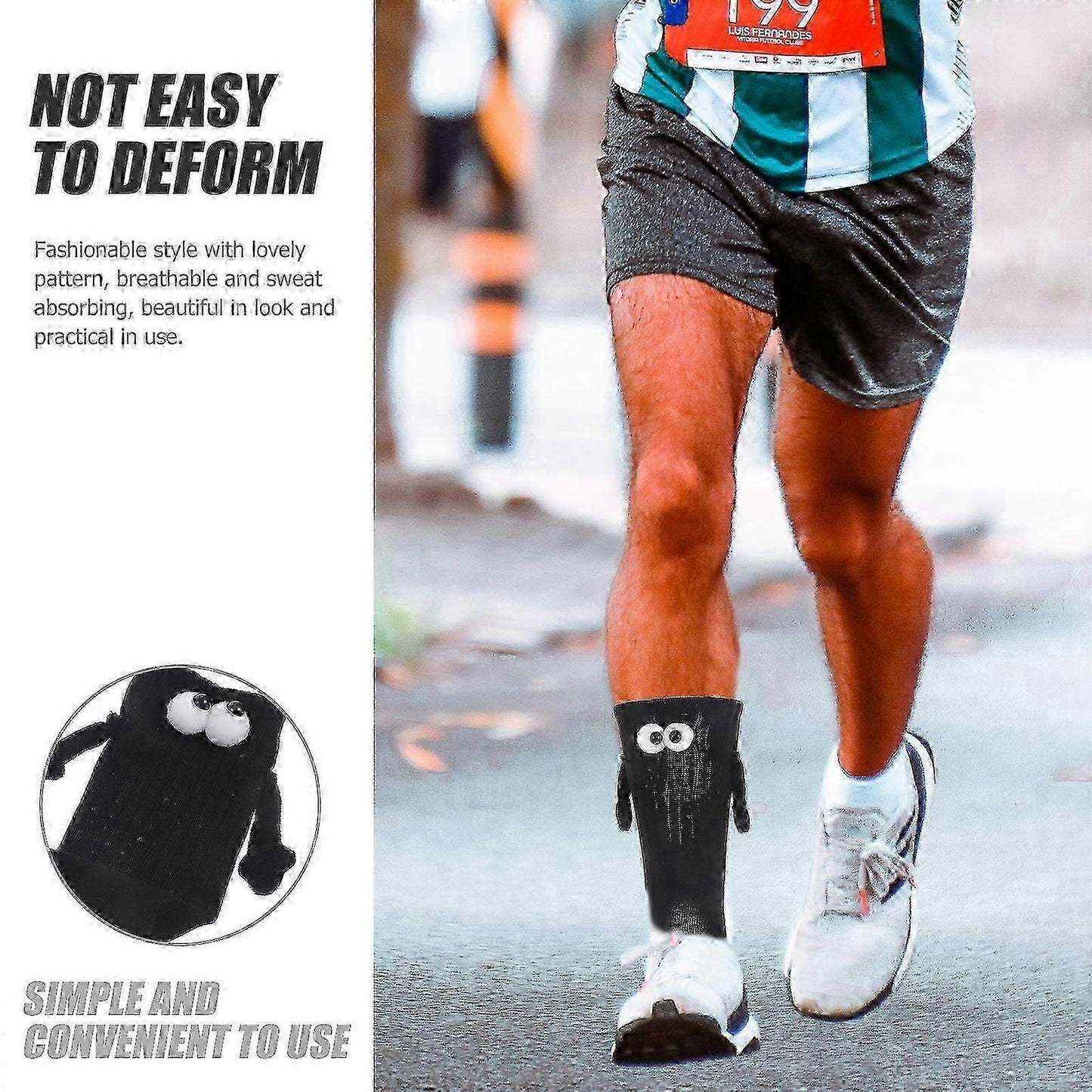 1 Pair Cotton Sports Socks Middle-Calf Hand Holding Pattern Crew Socks