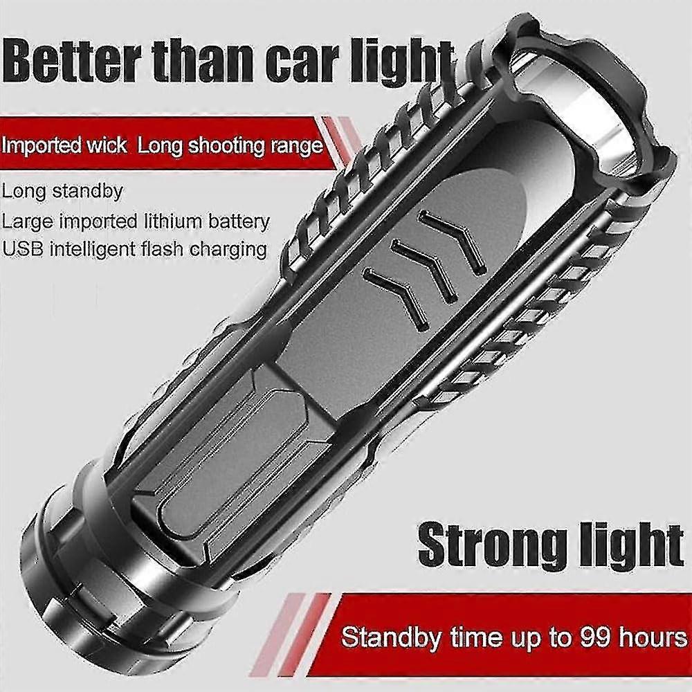 Multifunctional Waterproof Rechargeable Flashlight (Black, 1pc)