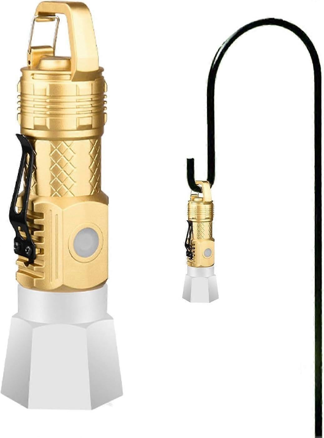 Camping Flashlight Small Waterproof LED Torch with Hook USB Rechargeable