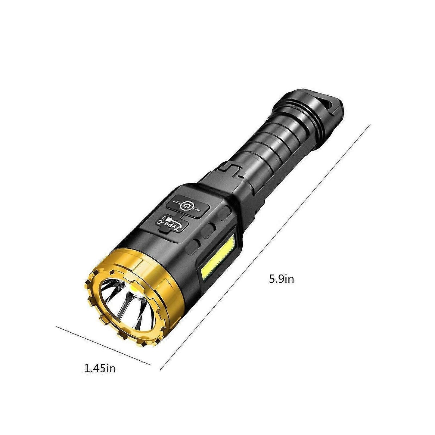 Rechargeable LED Flashlight with COB Sidelight for Camping & Emergency Use