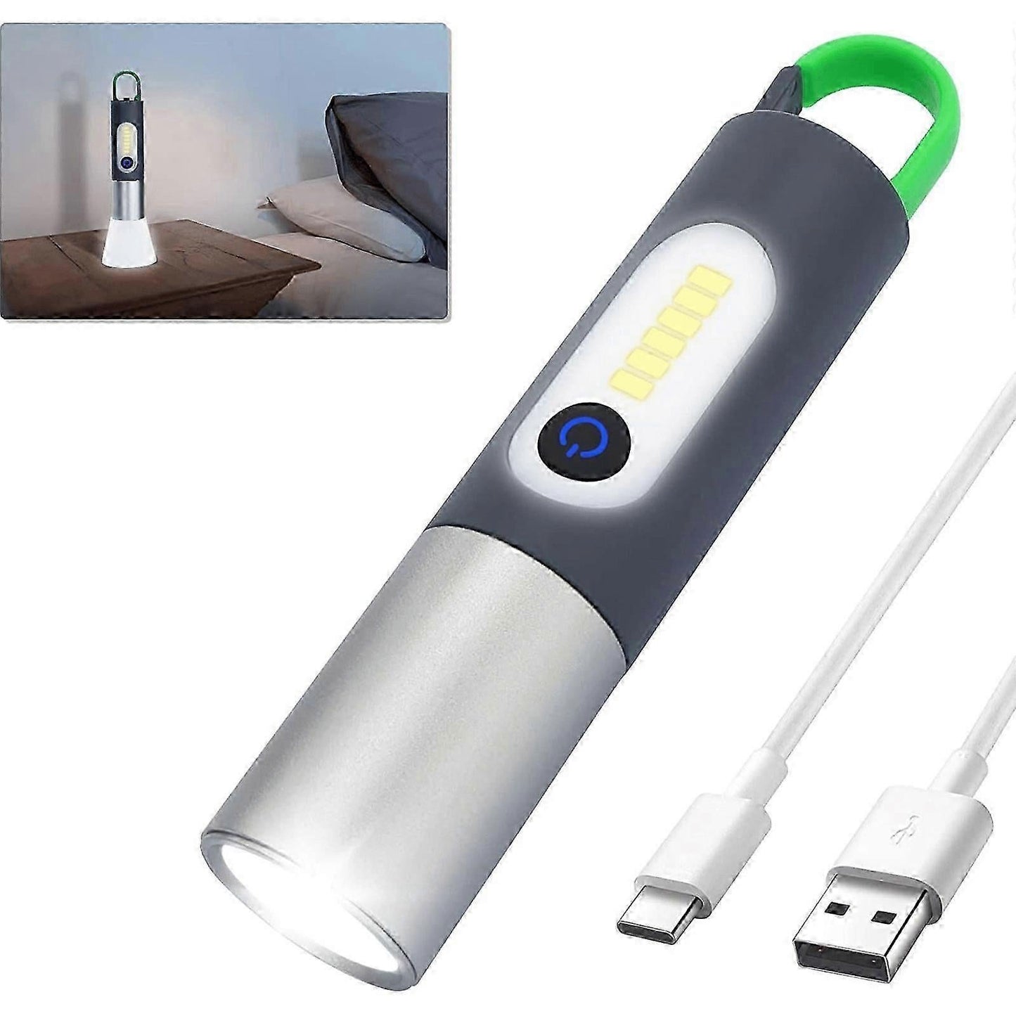 LED Tactical Laser Flashlight Rechargeable Pocket Torch with 4 Modes
