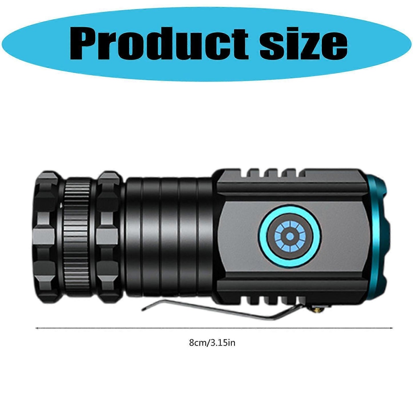 2000LM Rechargeable Tactical LED Flashlight 5 Modes Adjustable Brightness Torch