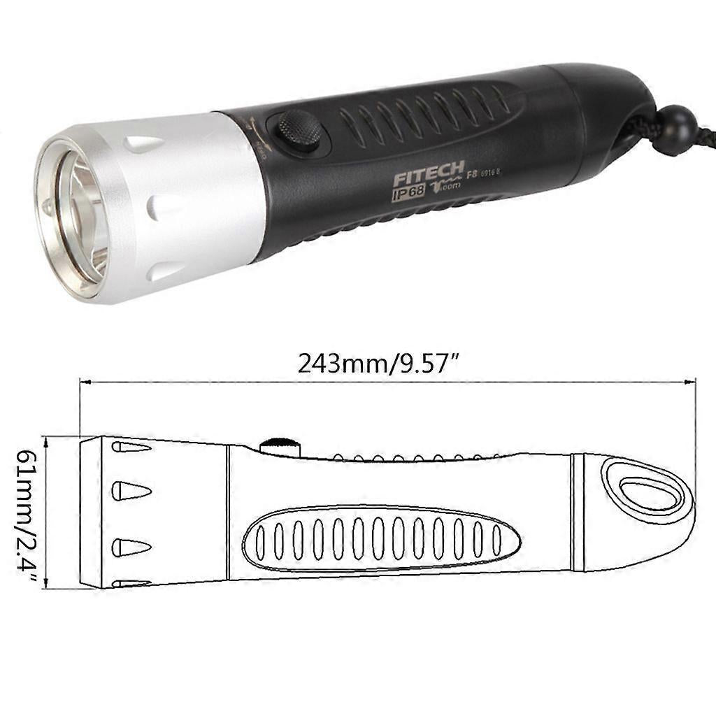 Diving Flashlight Waterproof Rechargeable Torch for Emergency Submersible Use - Yellow