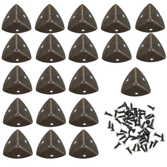 20pcs Antique Metal Furniture Corner Protectors - Triangle Alloy Desk & Box Corner Guards