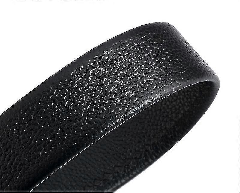 Men's Leather Belt with Automatic Buckle, Litchi Grain Business Style