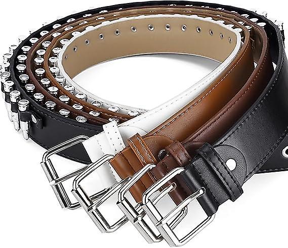 120cm Punk Studded Leather Belt for Women, Men & Girls