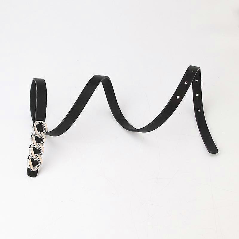 Women's 115cm Retro Chain Buckle Leather Belt for Jeans