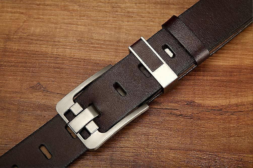 Men's 120cm Full Grain Cowhide Leather Belt, Brown Anti-Scratch Pin Buckle