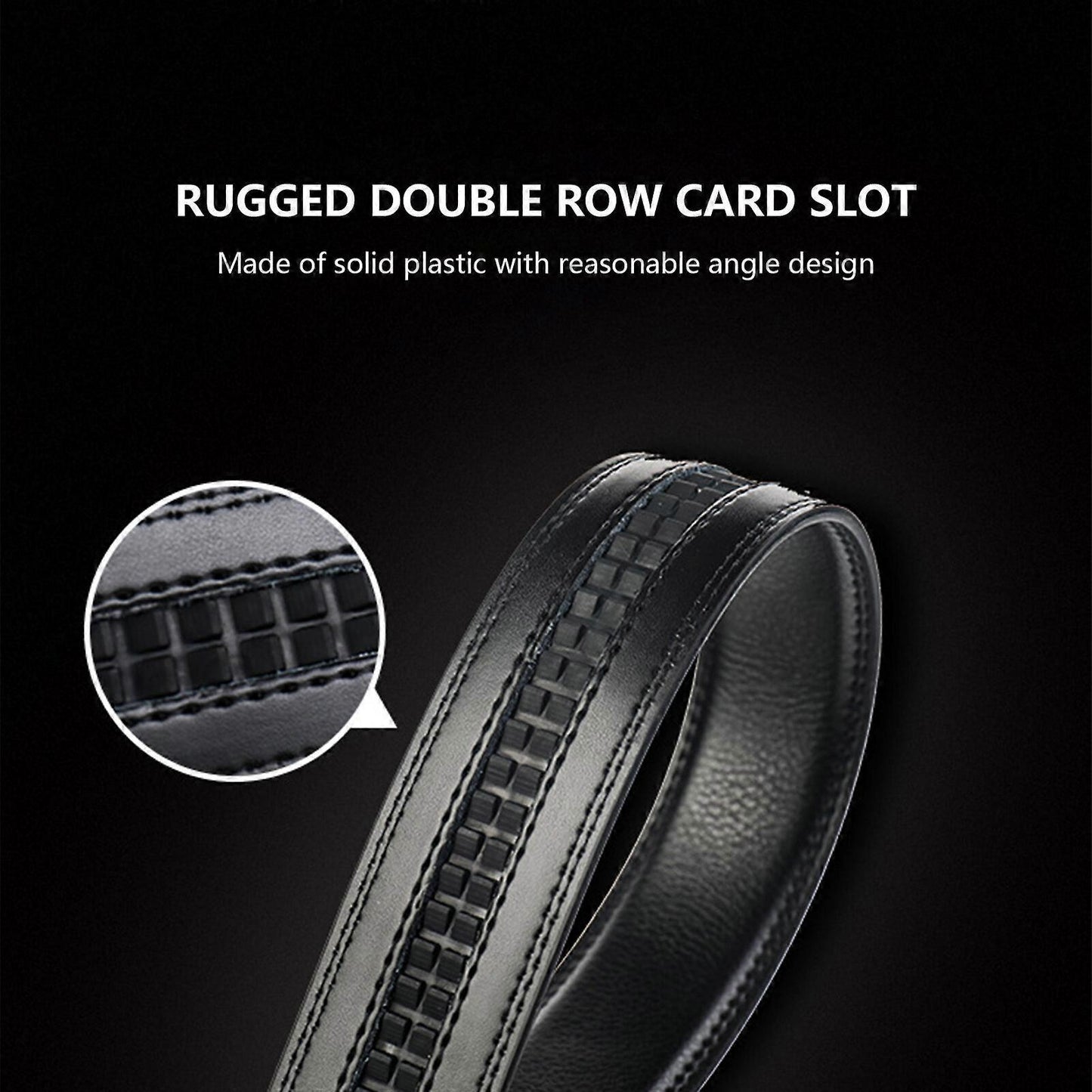Men's Genuine Leather Work Belt, Casual Jeans Belt with Automatic Buckle Black