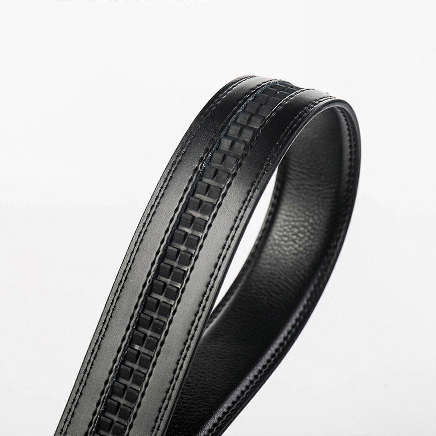 Men's Genuine Leather Work Belt, Casual Jeans Belt with Automatic Buckle Black