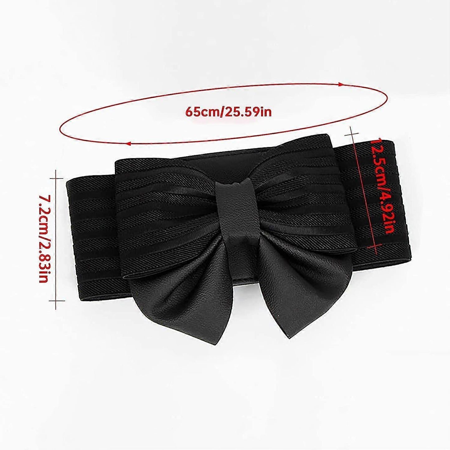 Women's Faux Leather Wide Belt with Bow, Elastic Waistband