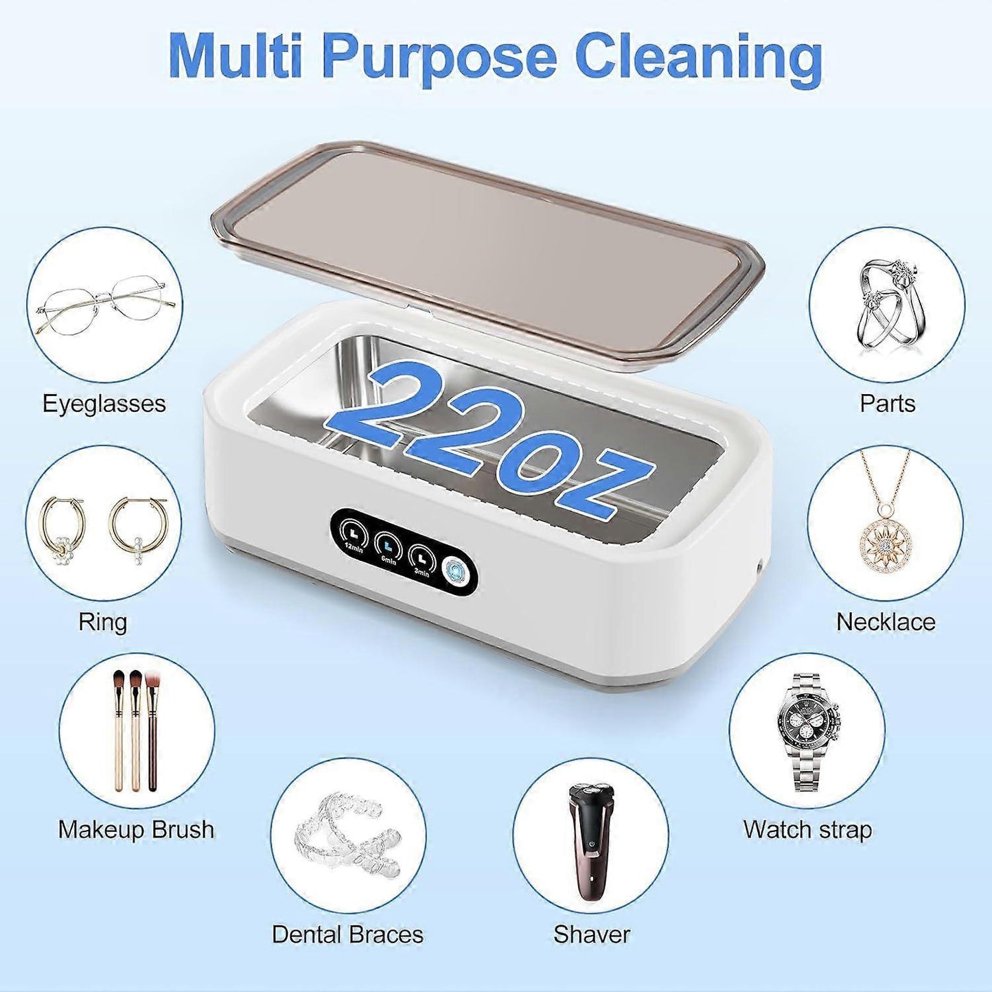 45kHz Ultrasonic Jewelry Cleaner Machine for Gold, Silver, Rings & All Jewelry