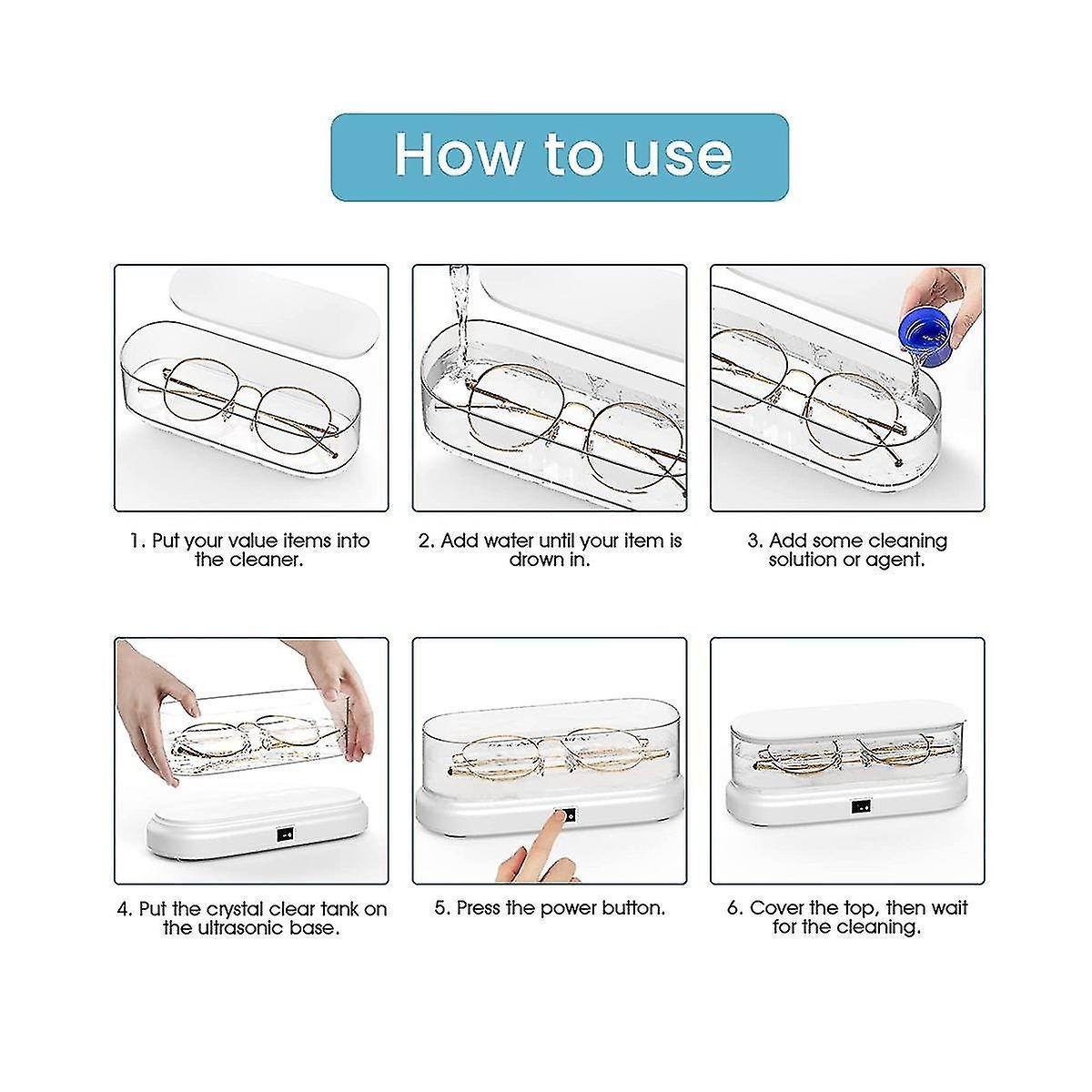 Portable Mini Ultrasonic Cleaner for Jewelry & Glasses