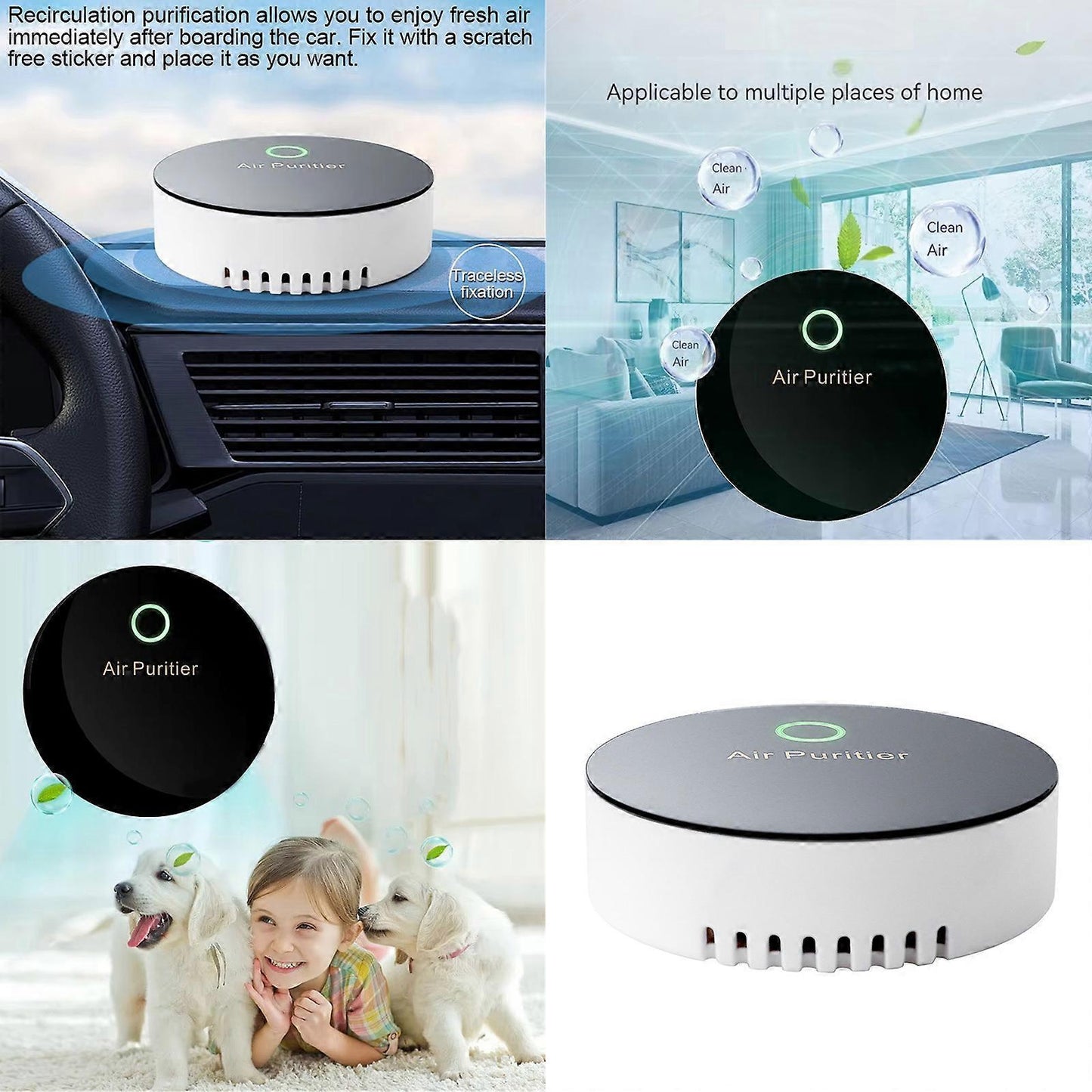 USB Rechargeable Small Air Purifier for Desk & Car, Compact Air Cleaner