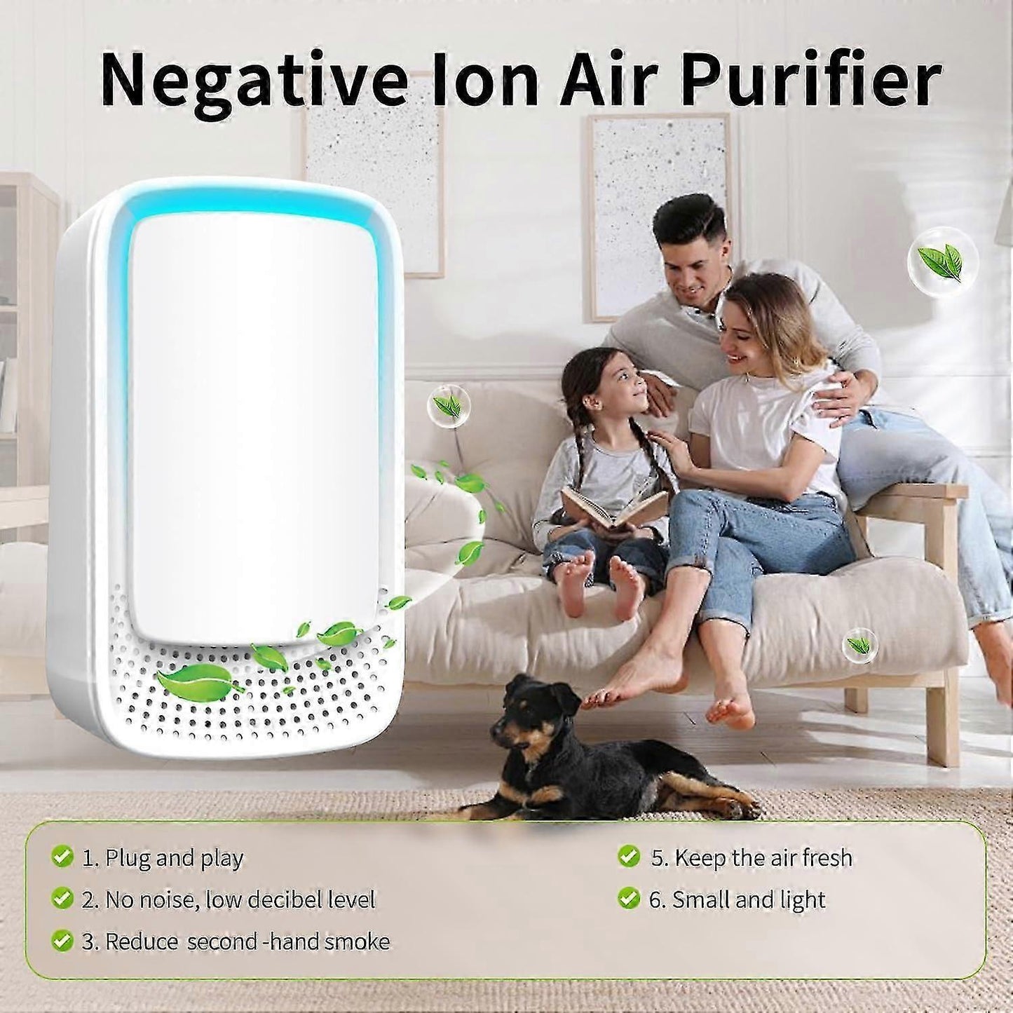 Plug-in Negative Ion Mini Air Purifier for Bedroom & Home Odor & Smoke Removal