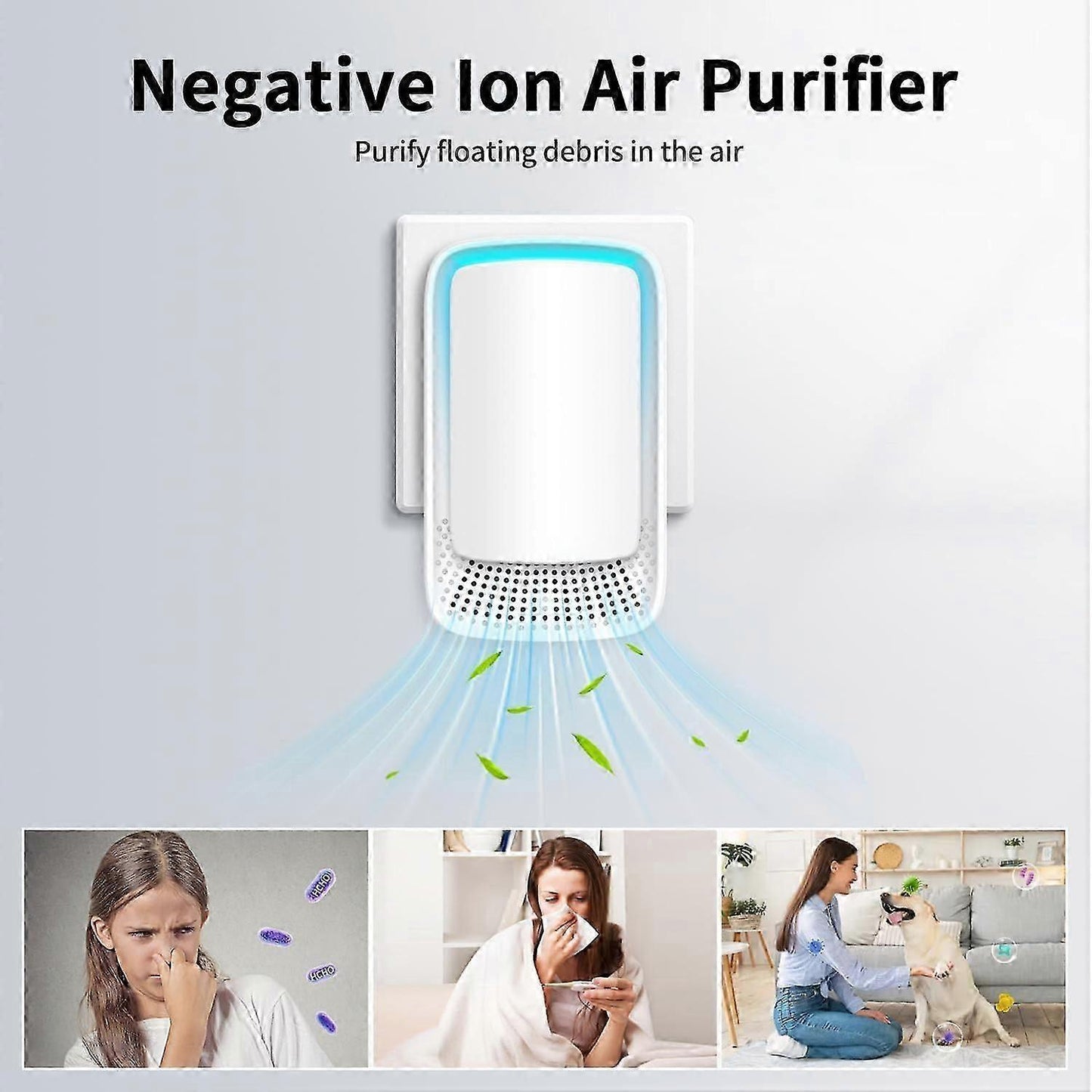 Plug-in Negative Ion Mini Air Purifier for Bedroom & Home Odor & Smoke Removal