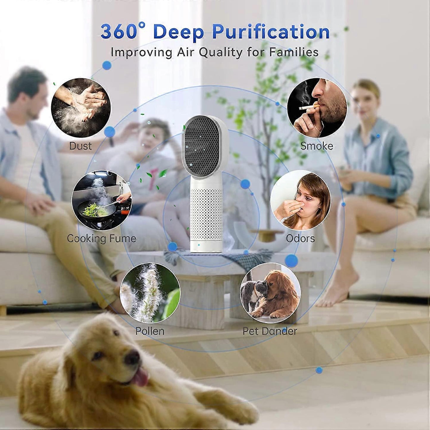 Small Desktop Air Purifier with H13 HEPA Filter - White, For Travel & Bedroom