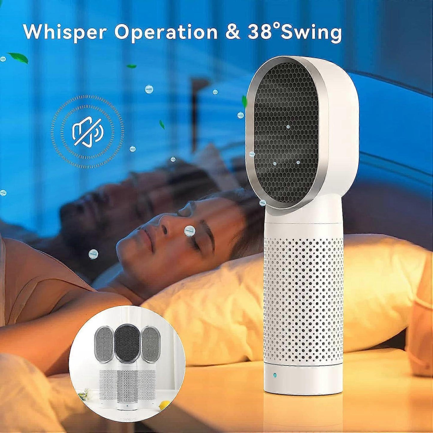 Small Desktop Air Purifier with H13 HEPA Filter - White, For Travel & Bedroom