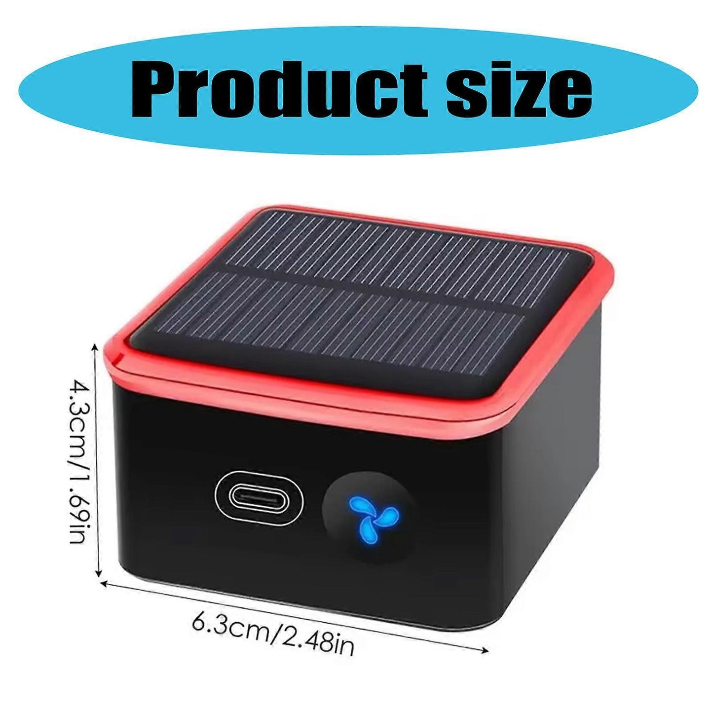 Rechargeable Solar Air Purifier for Desk, Car, Kitchen - Red, ABS Texture