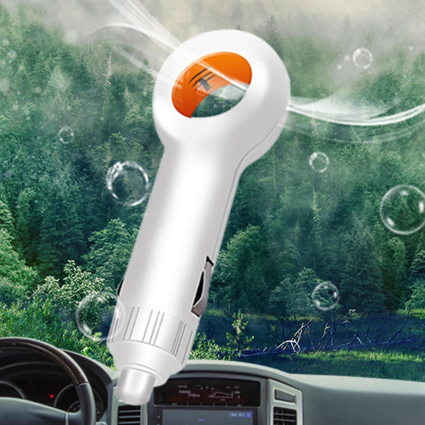 Mini Car Air Purifier with Negative Ion Filter - White Vehicle Model