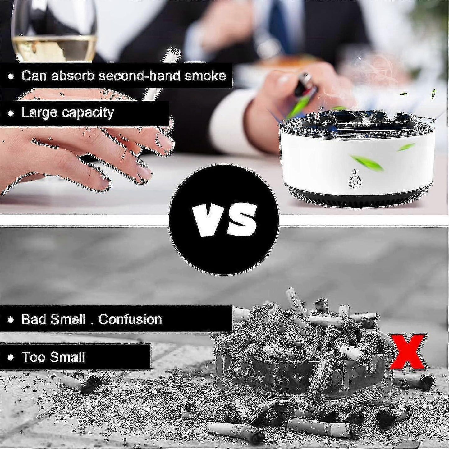 Smokeless Ashtray Air Purifier with Negative Ion for Car & Home Use