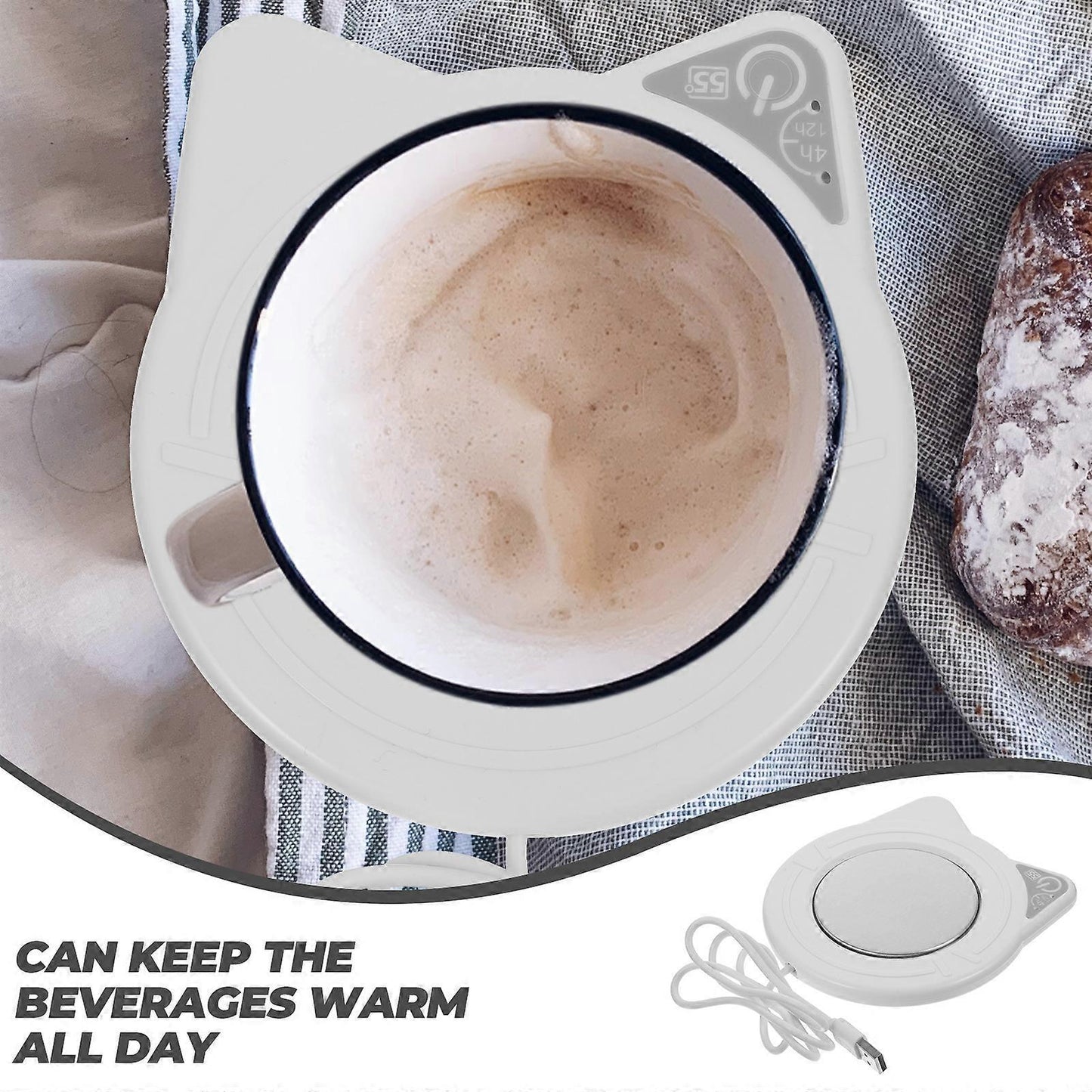 Cordless USB Coffee Mug Warmer & Candle Wax Heating Coaster