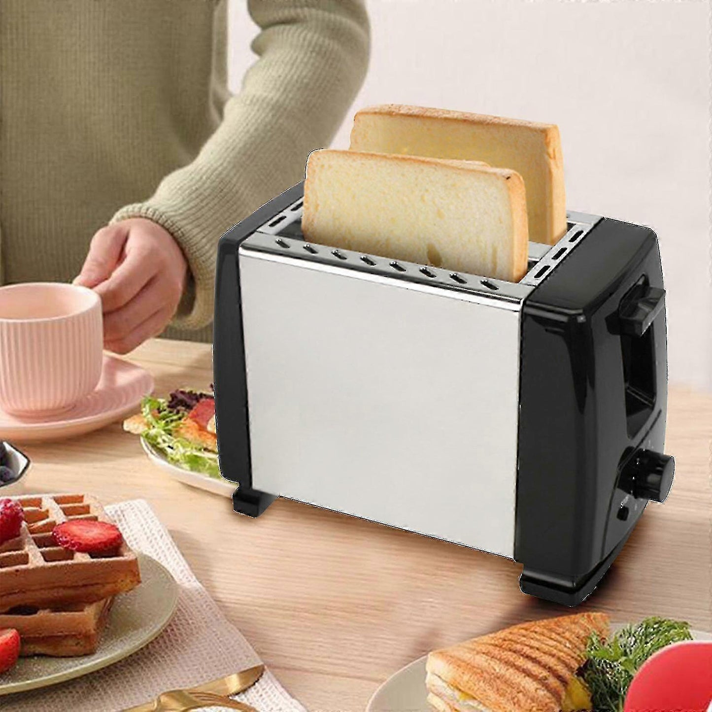Compact 110V Toaster with Adjustable Settings for Kitchen
