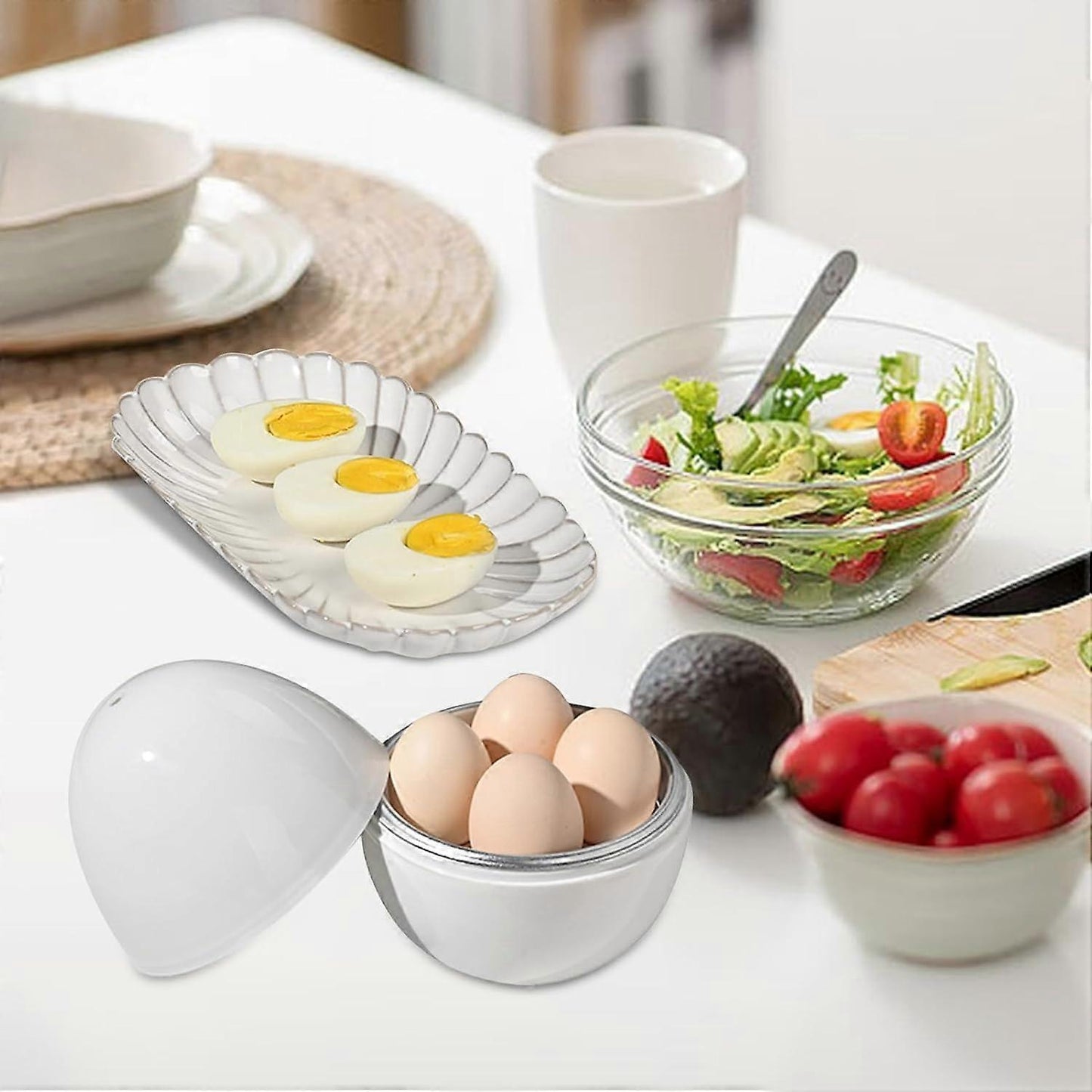 Microwave Egg Cooker, Quick 4-Egg Boiler for Hard or Soft Eggs