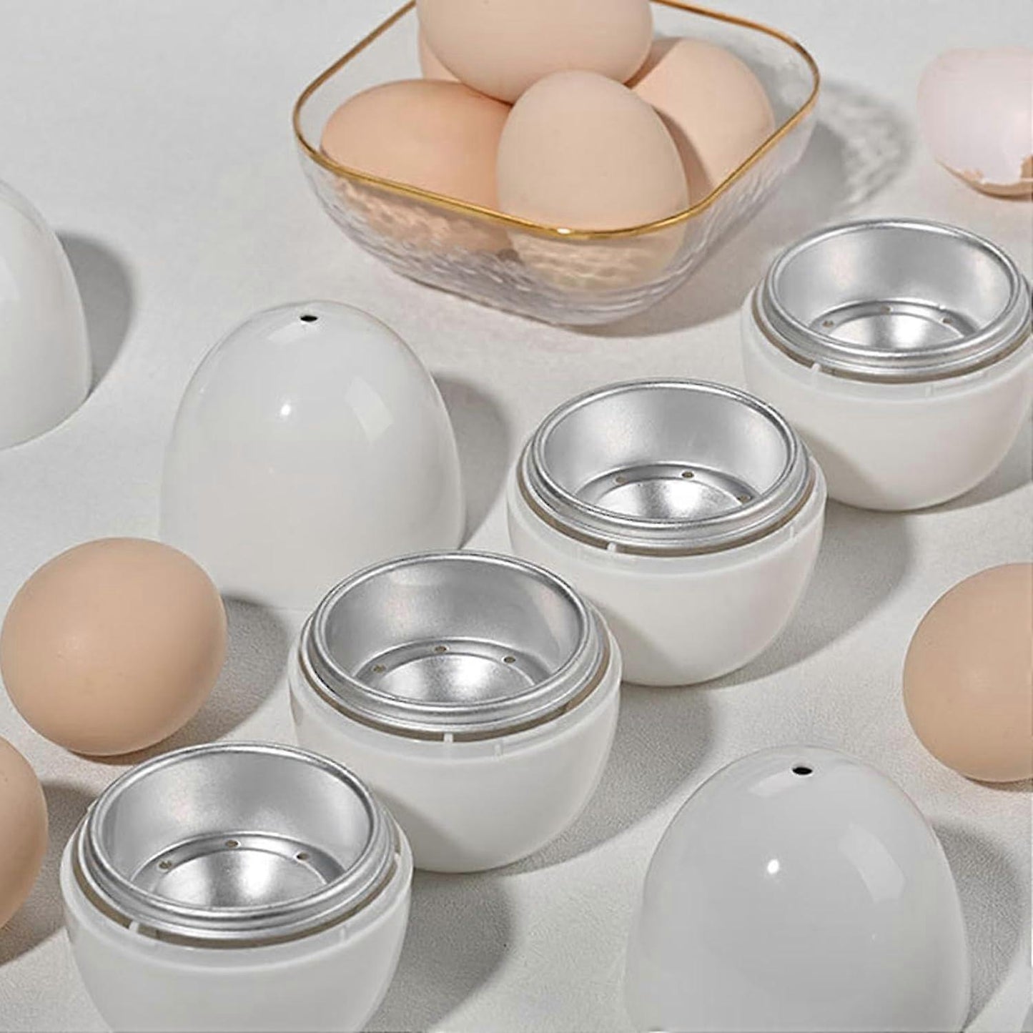1/4 Egg Microwave Cooker with Lid, Quick Boiled Egg Maker