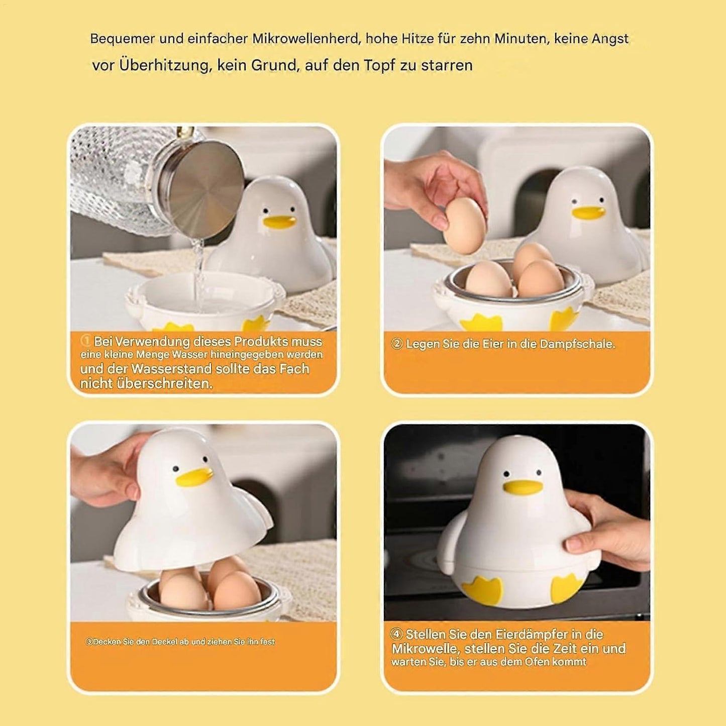Duck Shape Microwave Egg Cooker, 4-Egg Capacity