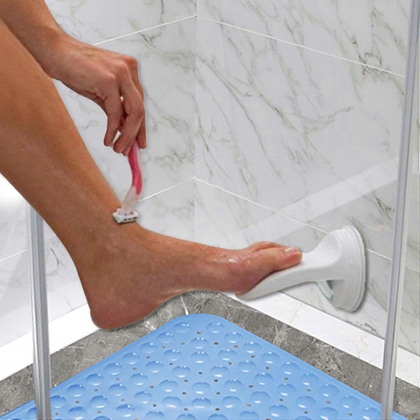 Suction Cup Shower Foot Rest Support, White