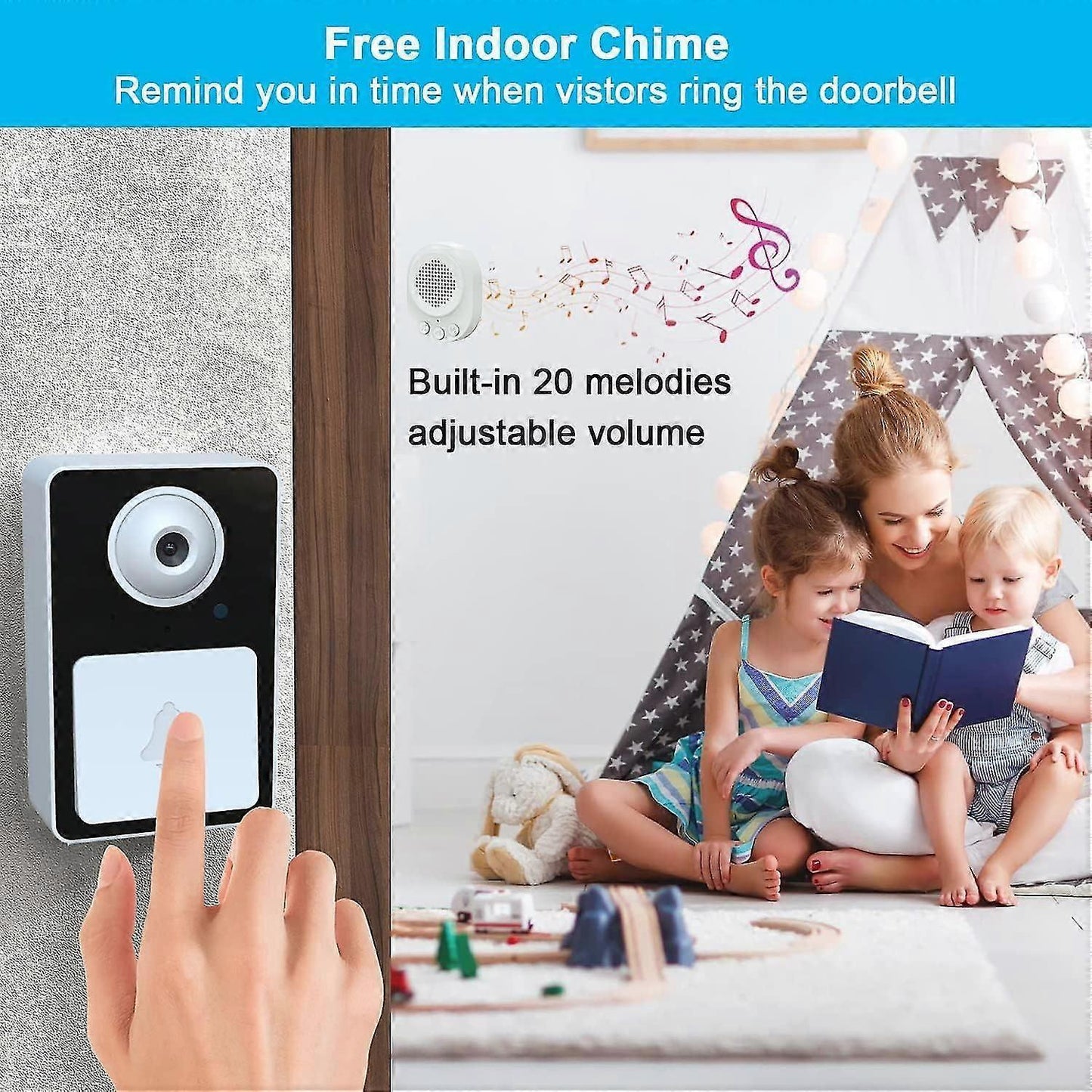 Rechargeable Wireless Video Doorbell Camera, Real-Time View, Cordless