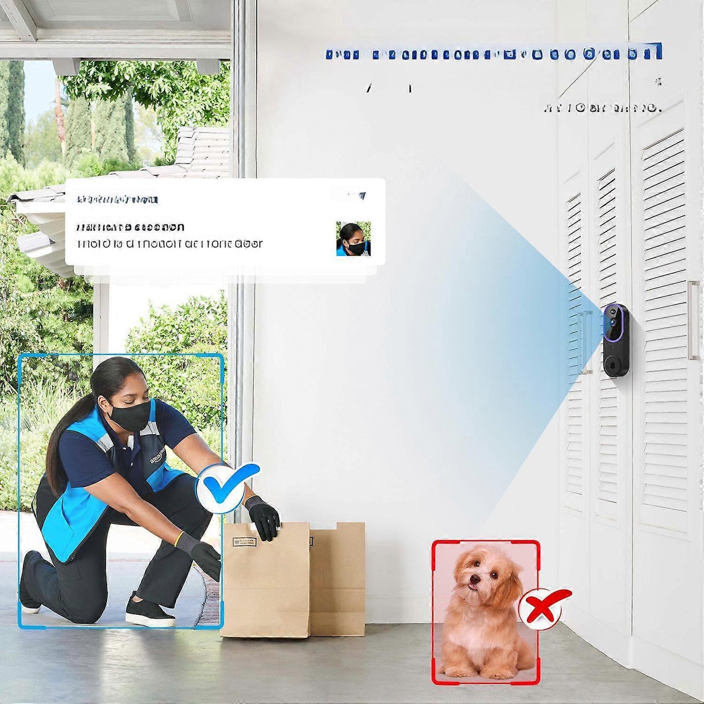 Smart Wireless Video Doorbell, HD Night Vision, Intercom Security
