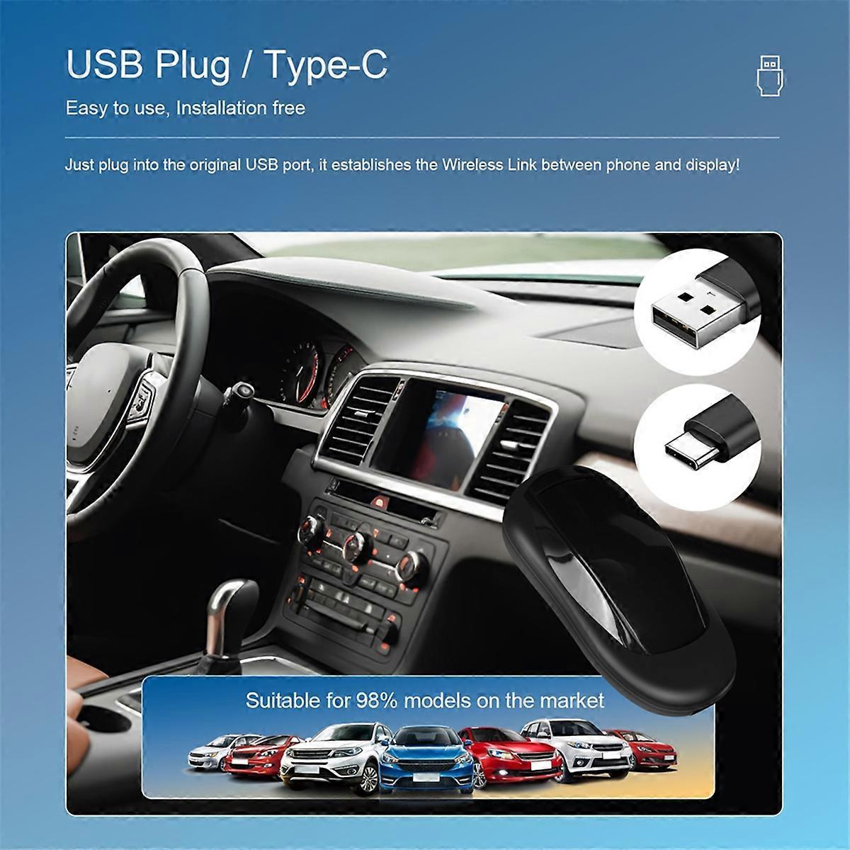 Wireless CarPlay Adapter for iOS & Android, Support CarPlay & Android Auto