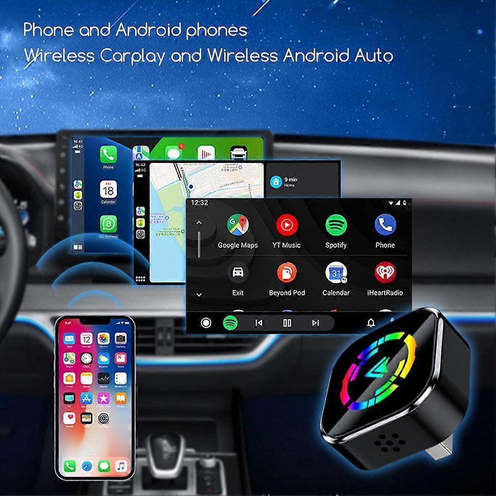 2-in-1 Wireless CarPlay Adapter for iPhone & Android, Mini Auto Dongle