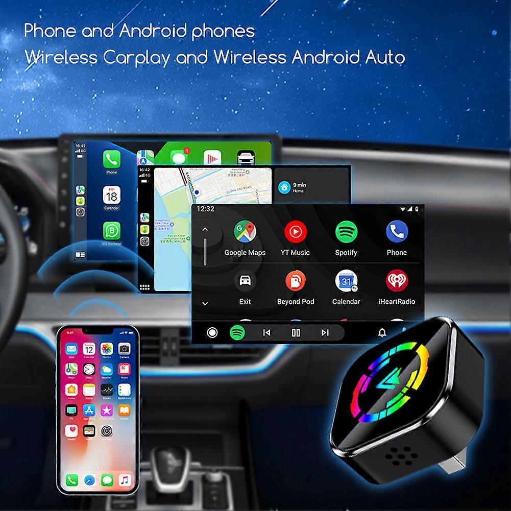 2-in-1 Wireless CarPlay Adapter for iPhone & Android, Mini Auto Dongle