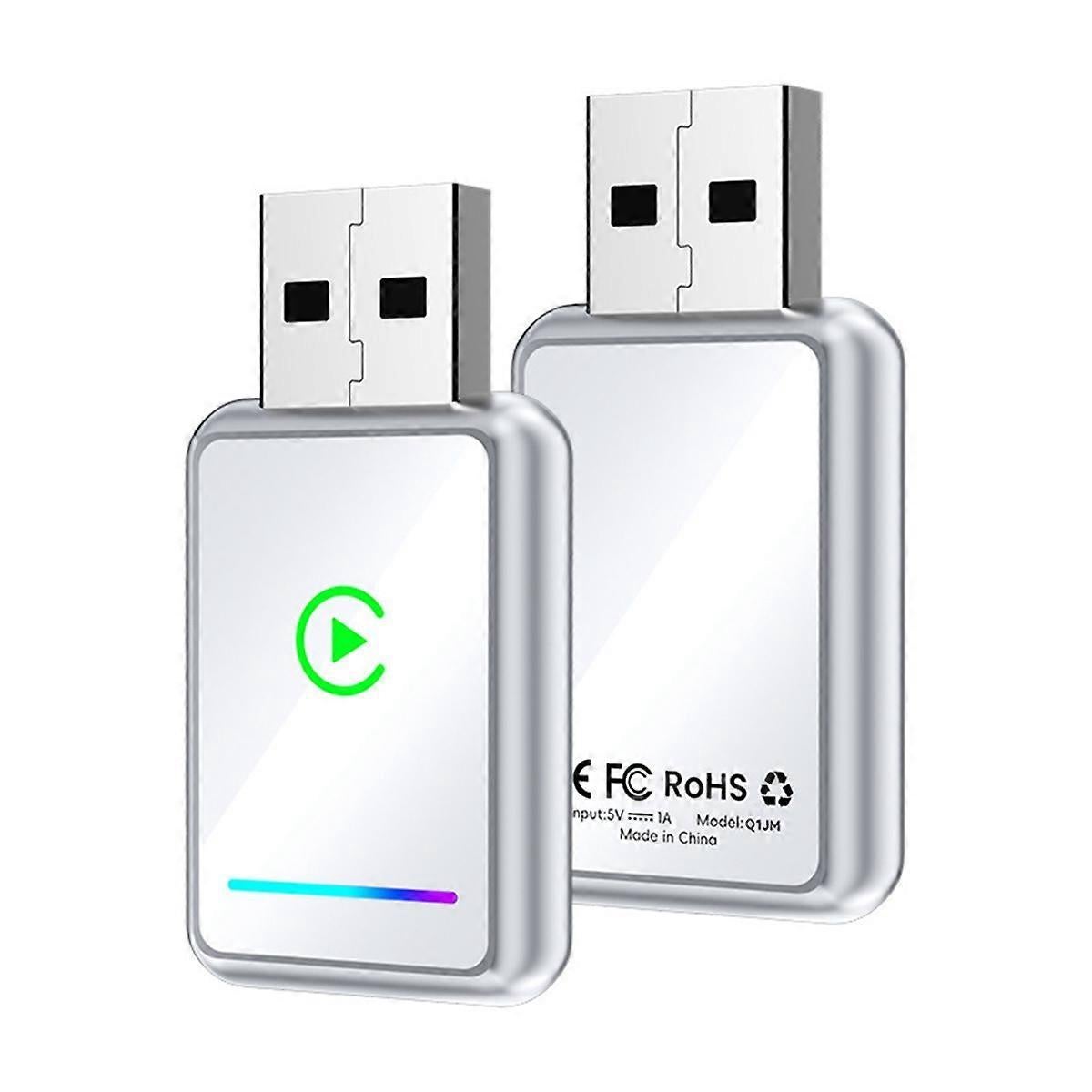 2-in-1 Wireless CarPlay Adapter USB Dongle for CarPlay & Android Auto