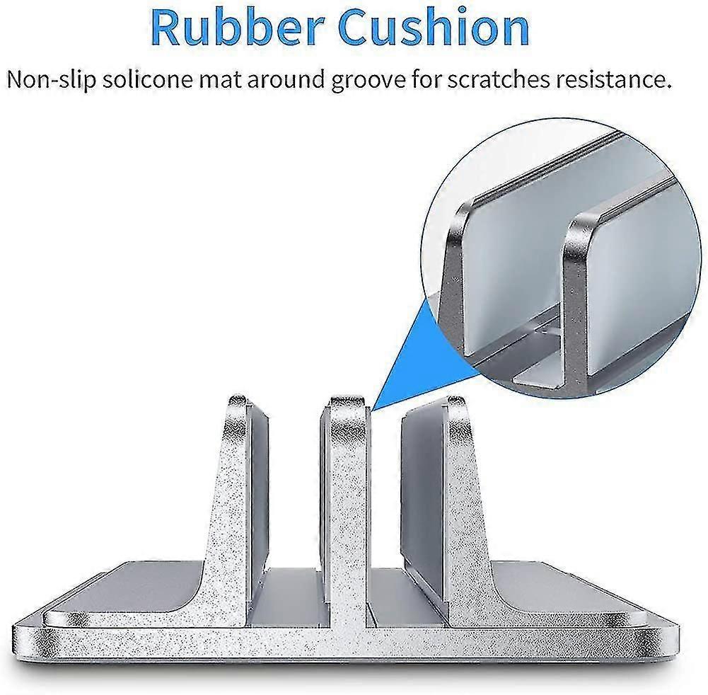 Double Vertical Aluminum Laptop Stand, Adjustable Desk Holder
