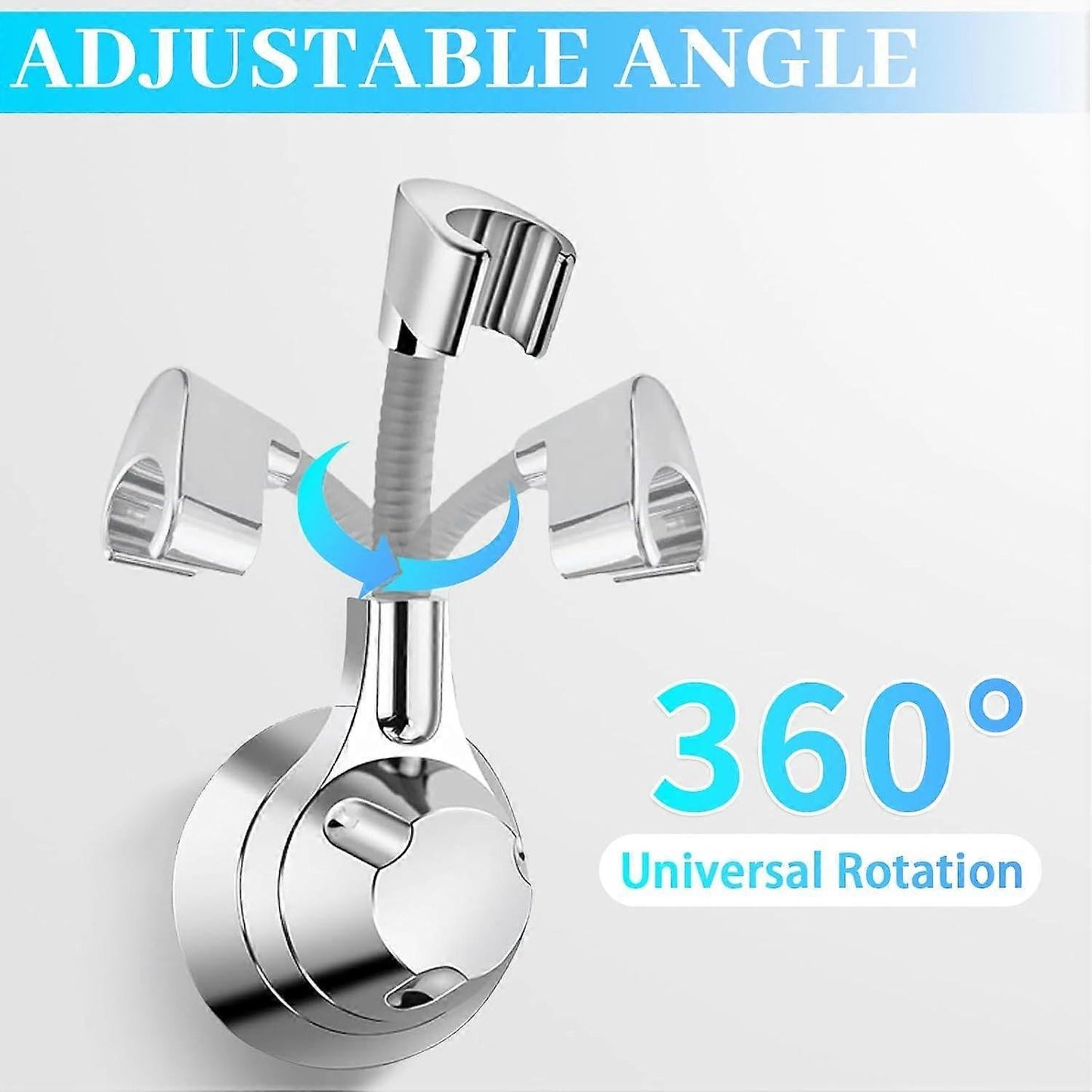 Silver Shower Head Holder, No Drill Wall Mount Bracket