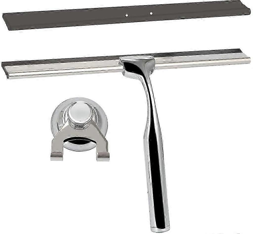 Stainless Steel Shower Squeegee with Wall Hanger, No Drill Glass/Window Wiper