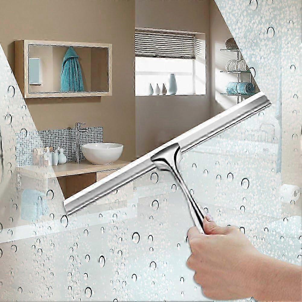 Stainless Steel Shower Squeegee with Wall Hanger, No Drill Glass/Window Wiper