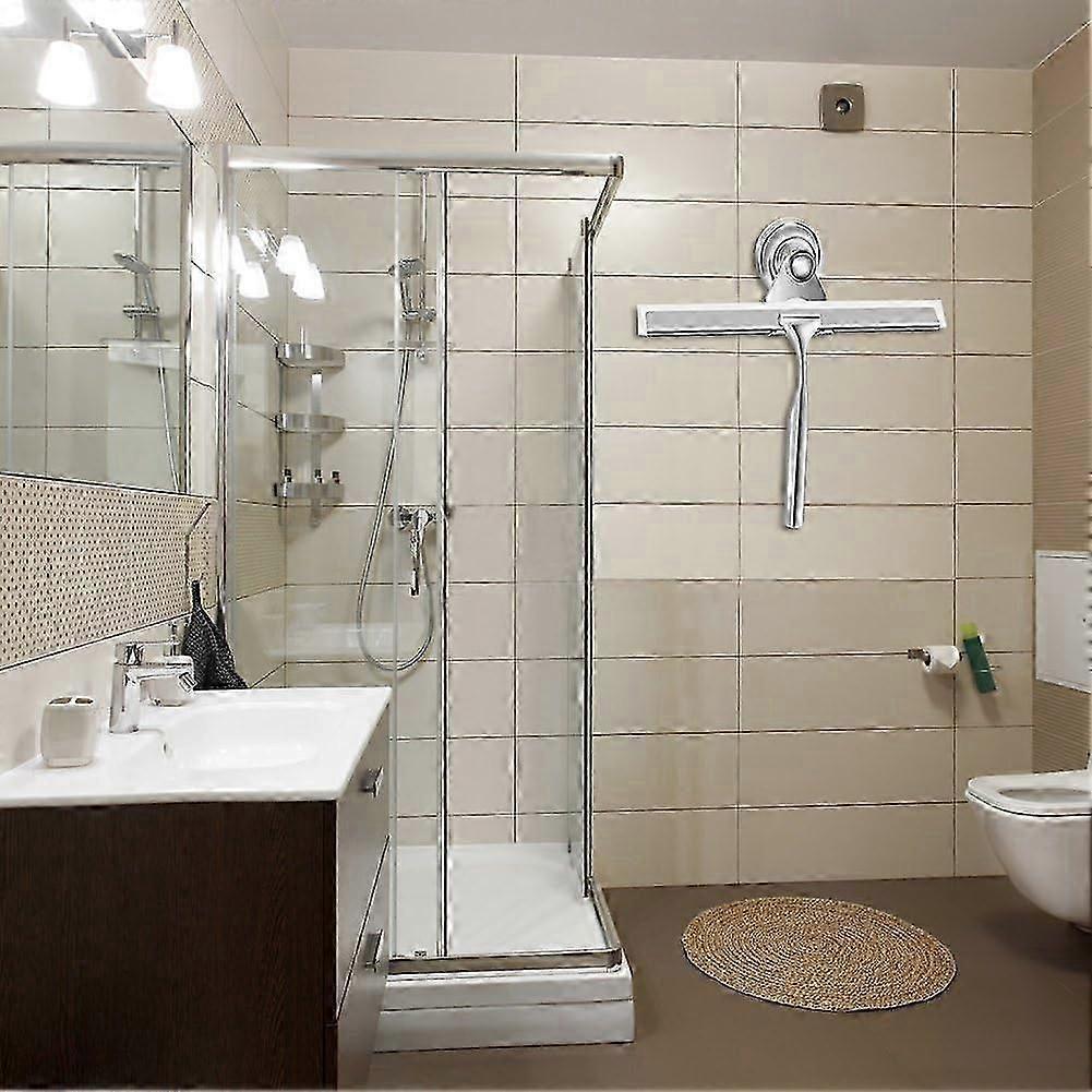 Stainless Steel Shower Squeegee with Wall Hanger, No Drill Glass/Window Wiper