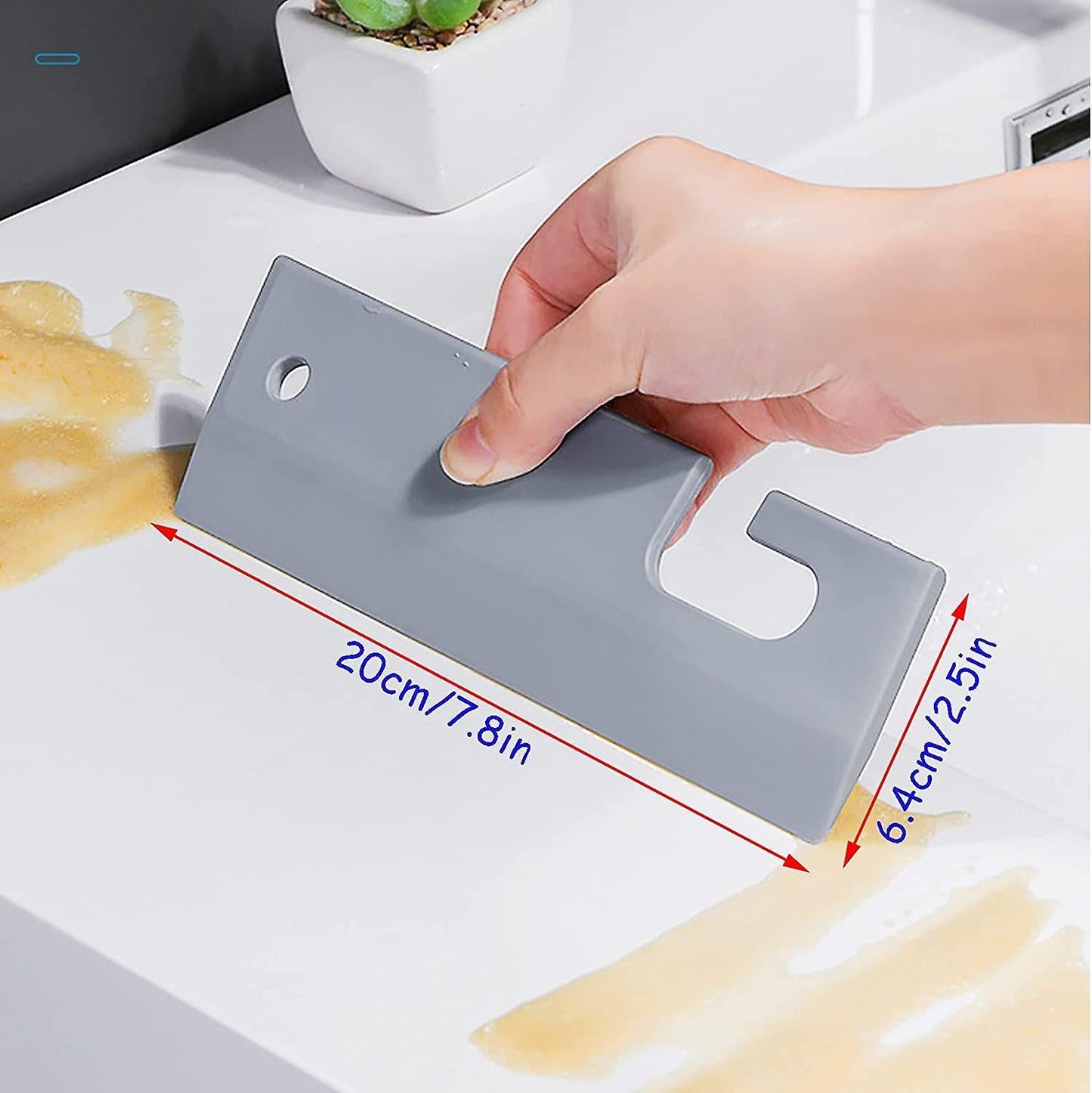 Gray Shower Squeegee with Suction Cup, Glass & Bathroom Cleaner