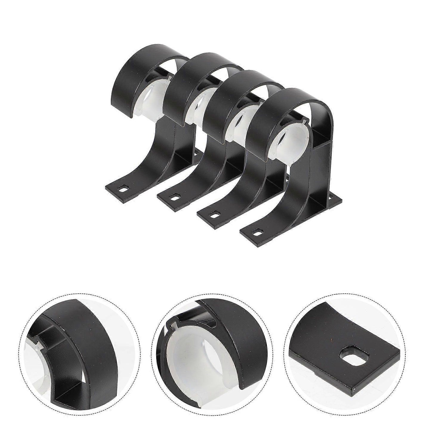 4pcs Curtain Rod Brackets, Heavy-Duty Curtain Rod Holders & Hooks
