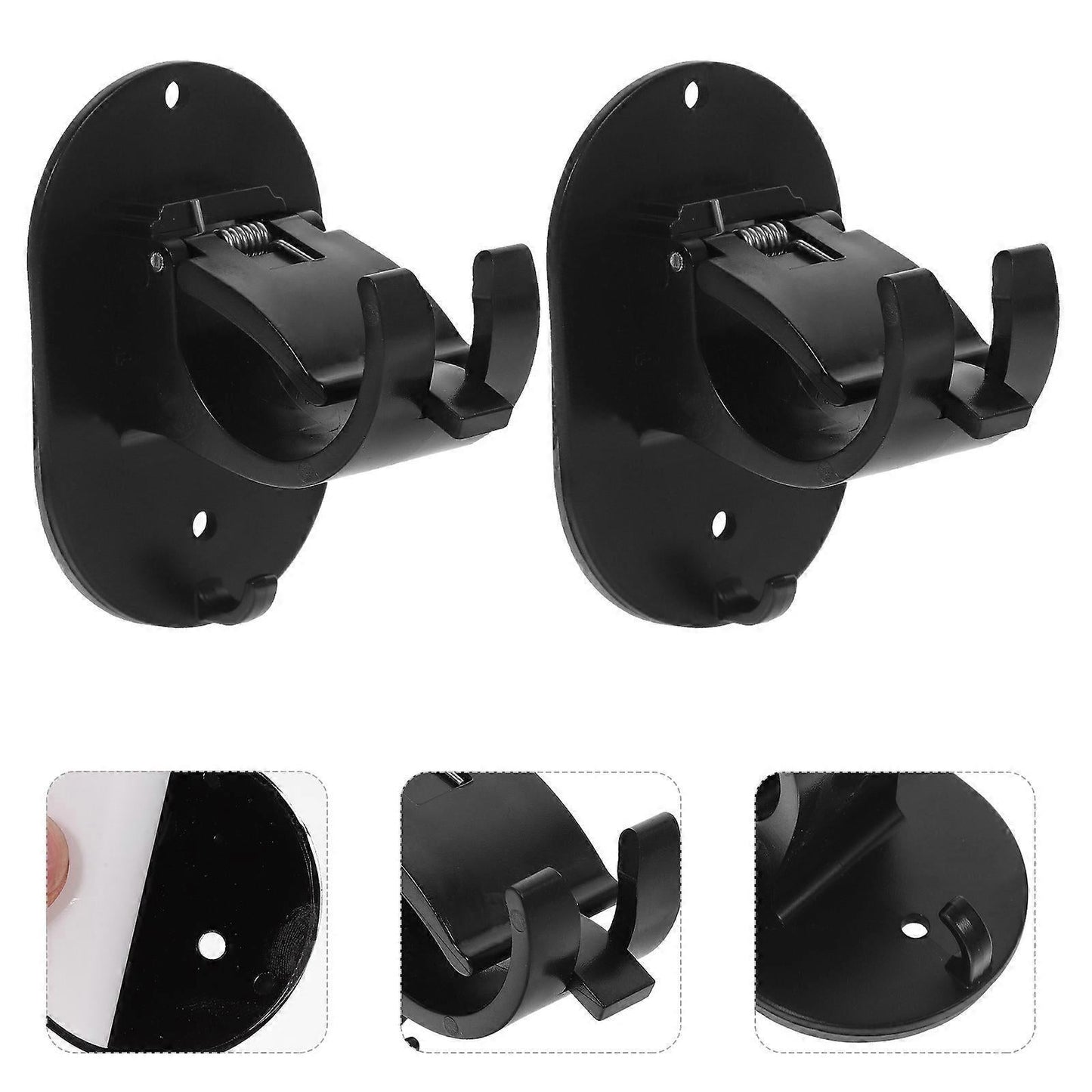 2pcs No-Drill Curtain Rod Brackets, Easy Clip Holders for Rods