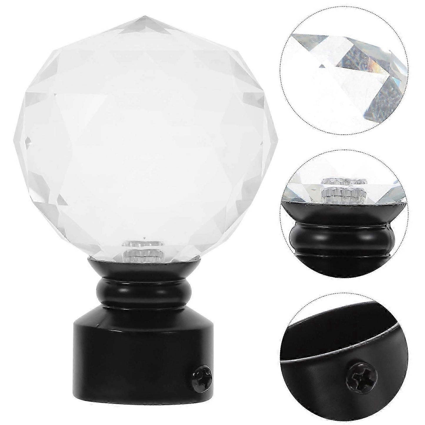 2pcs White Glass Ball Curtain Rod Ends with Brackets