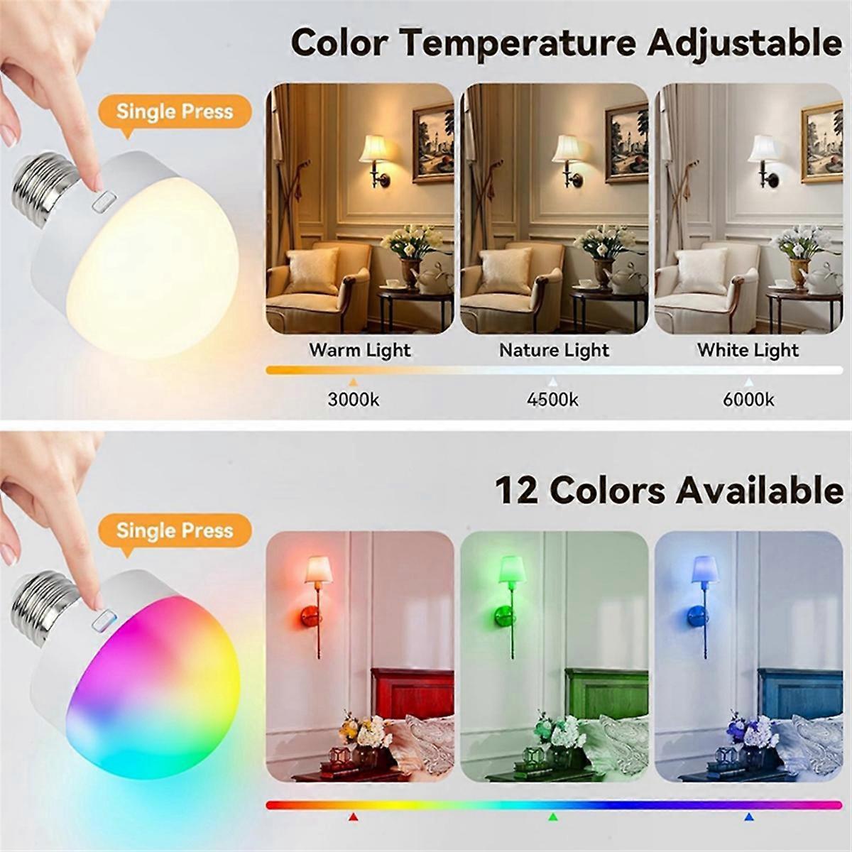 Rechargeable LED Bulbs with Remote E26 Battery Backup